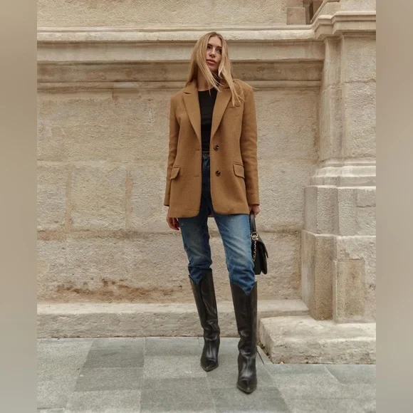 Vintage LL Bean Wool Camel Blazer - Picture 1 of 7